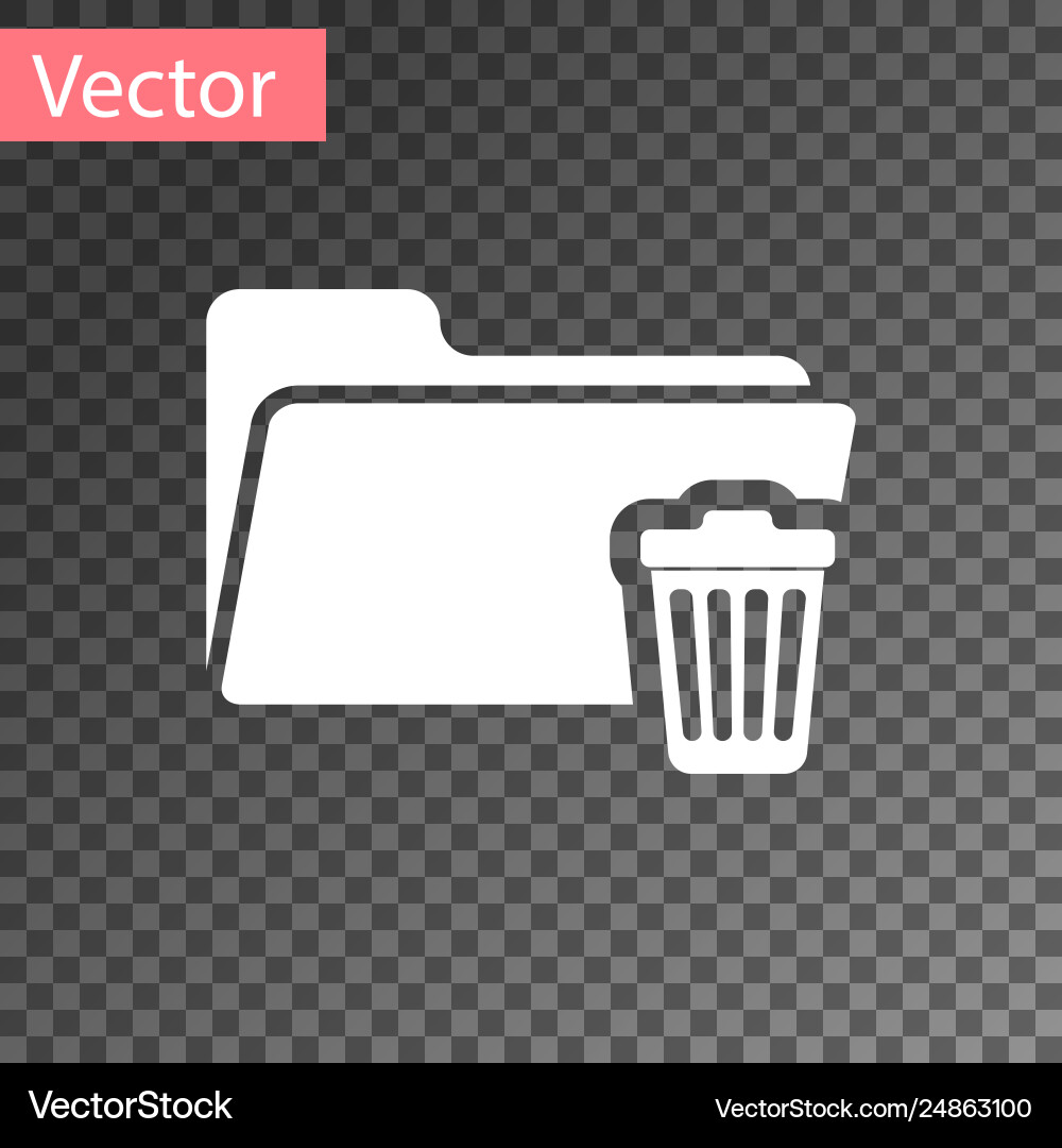White delete folder icon isolated on transparent Vector Image