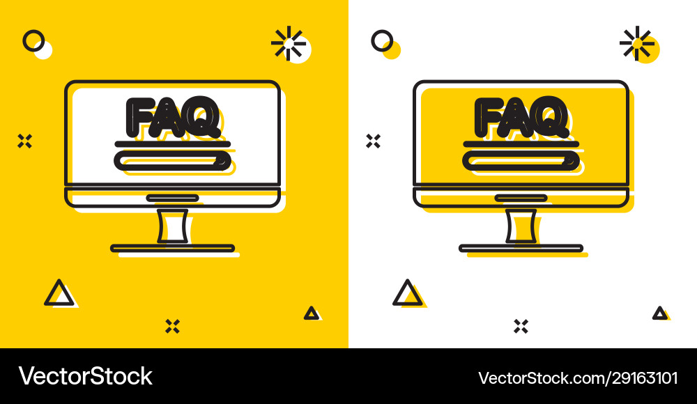 Black computer monitor with text faq information Black computer monitor with text faq information vector image