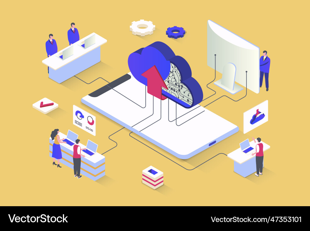 Cloud computing concept in 3d isometric design Cloud computing concept in 3d isometric design vector image