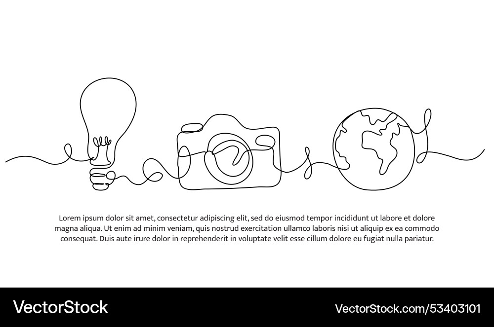 Continuous one line design of hobby taking Continuous one line design of hobby taking vector image