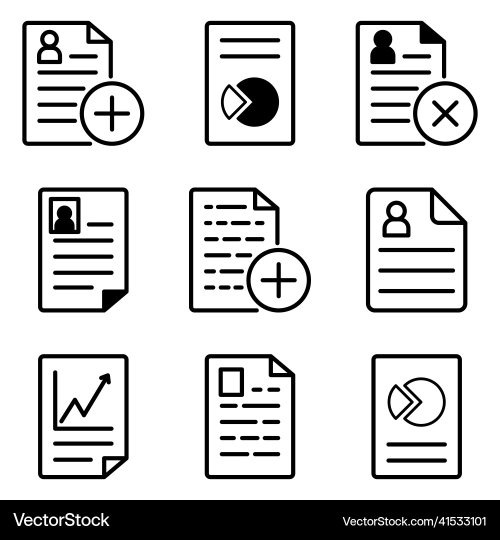 Docs flat icon set isolated on white background Docs flat icon set isolated on white background Vector Image
