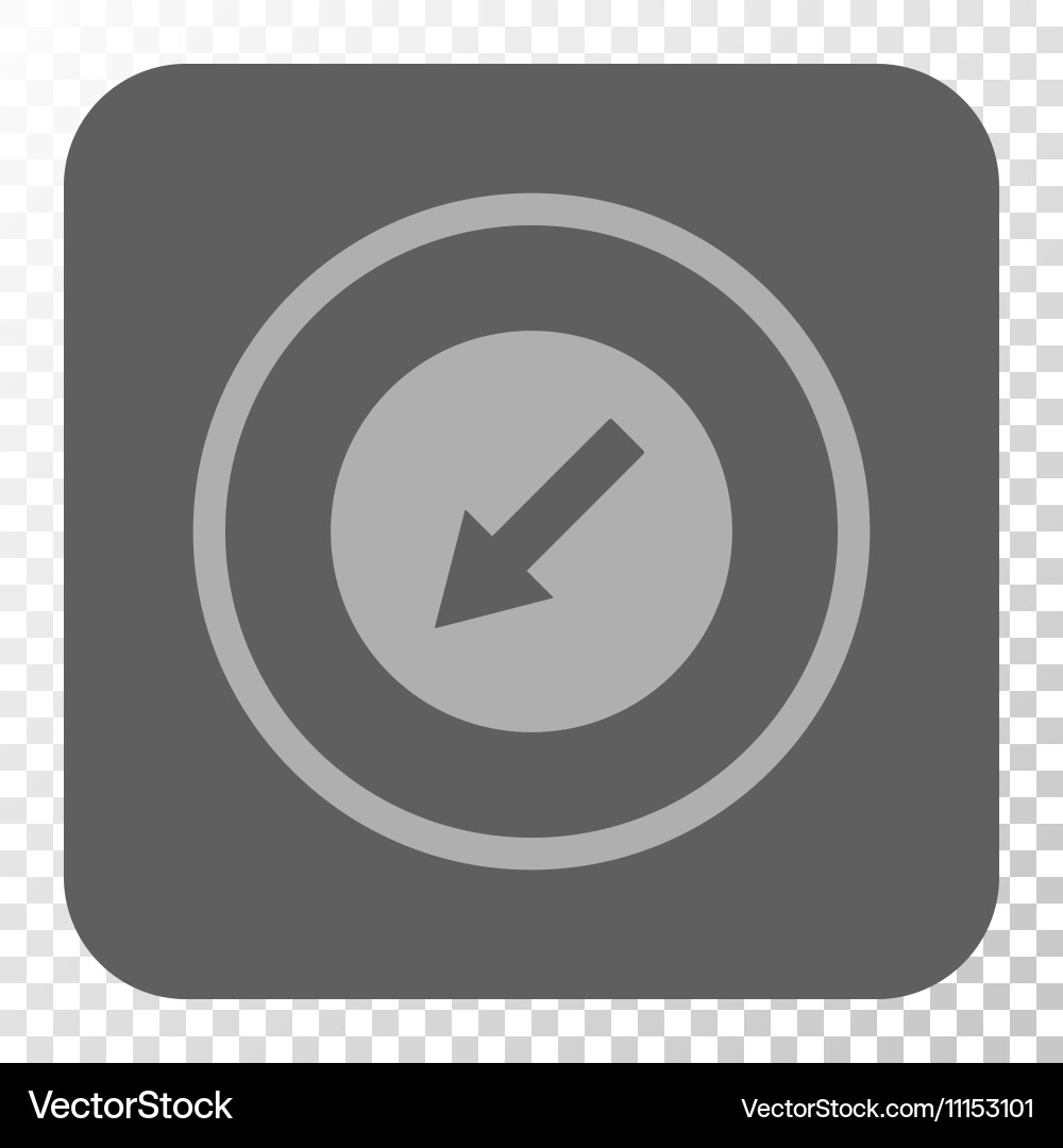 Down-left rounded arrow square button vector image