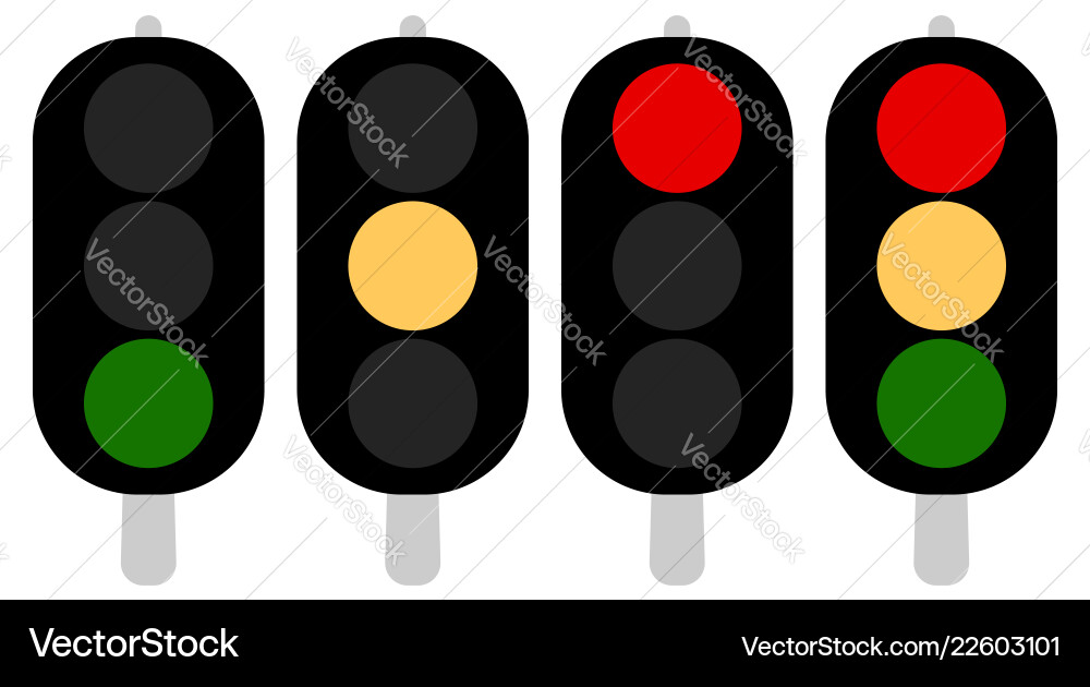 Flat semaphore traffic light icons symbols Flat semaphore traffic light icons symbols vector image