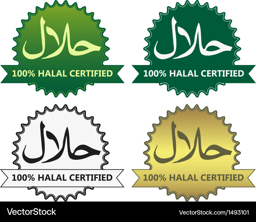 Four Halal Product Labels Vector Image