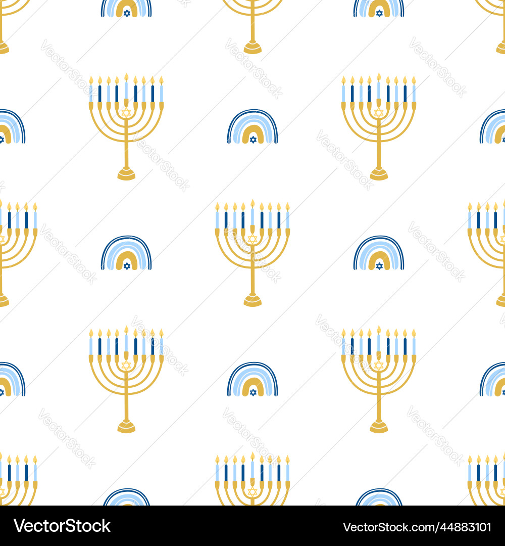 Hanukkah seamless pattern various object Hanukkah seamless pattern various object vector image