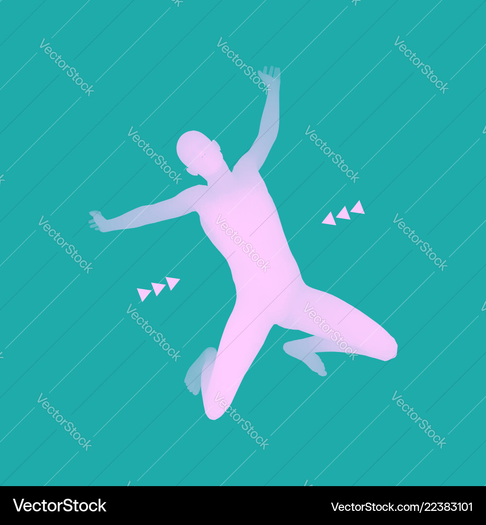 Man falling down jumping 3d model of vector image