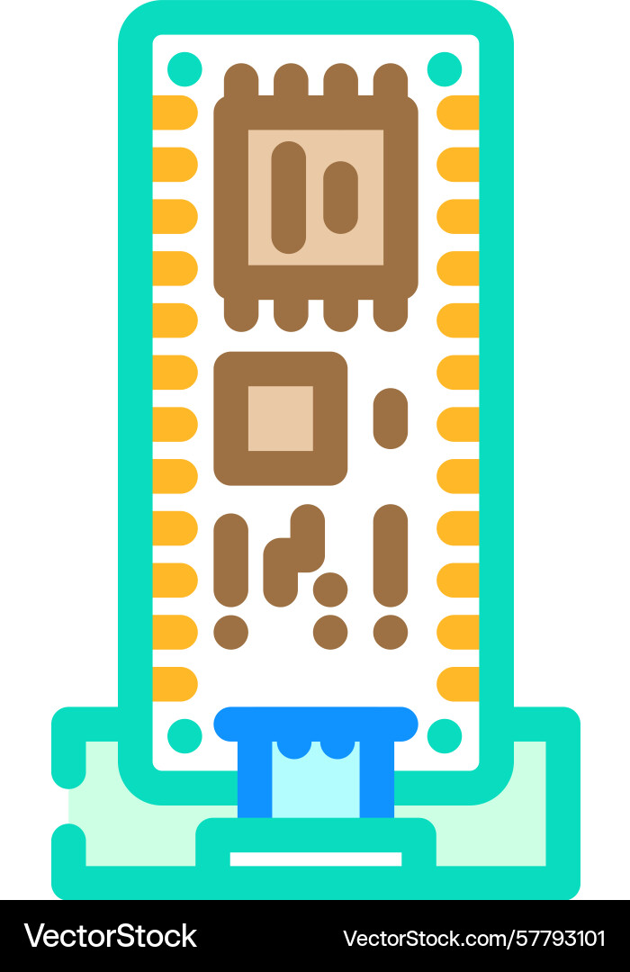 Microcontroller connected board color icon Vector Image