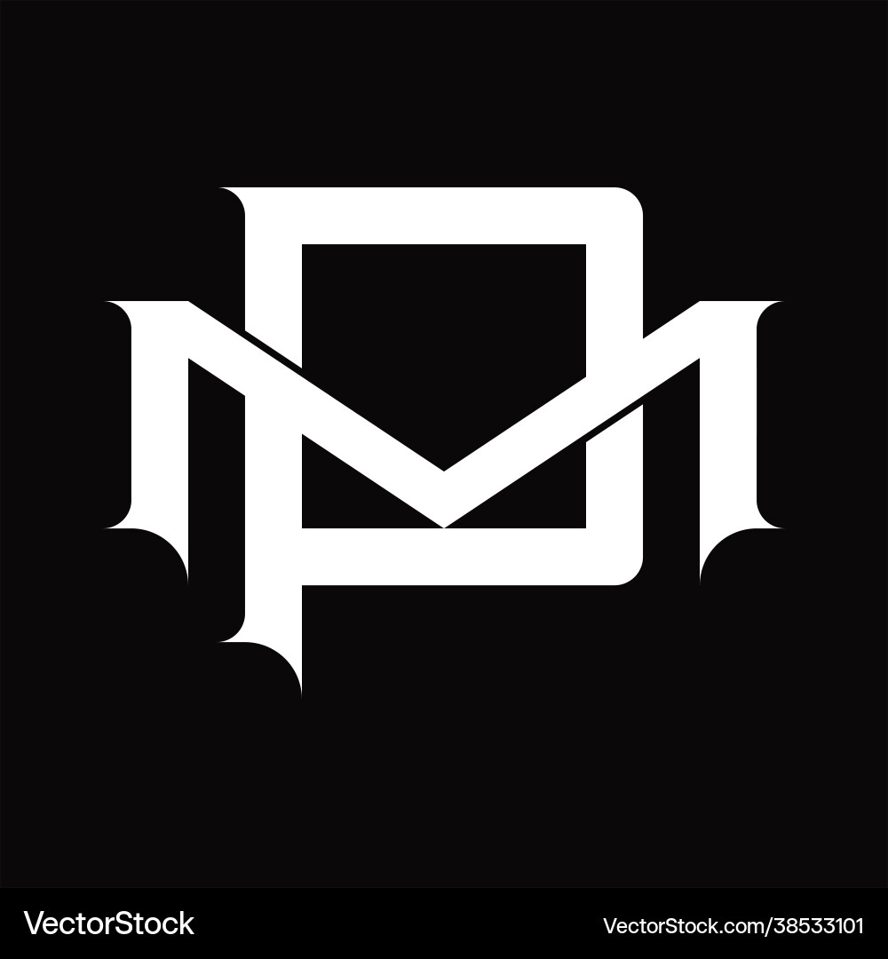 Mp logo monogram with vintage overlapping linked Vector Image