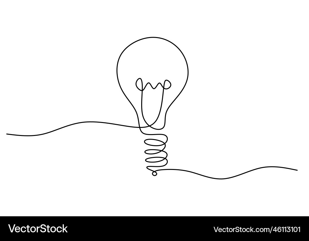 One continuous single line of lamp for idea One continuous single line of lamp for idea vector image