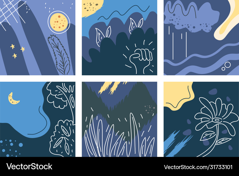 Set abstract backgrounds drawn with various Set abstract backgrounds drawn with various Vector Image