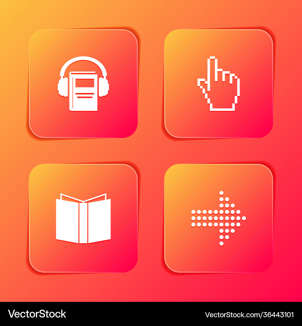 Set audio book pixel hand cursor open and dots Set audio book pixel hand cursor open and dots Vector Image