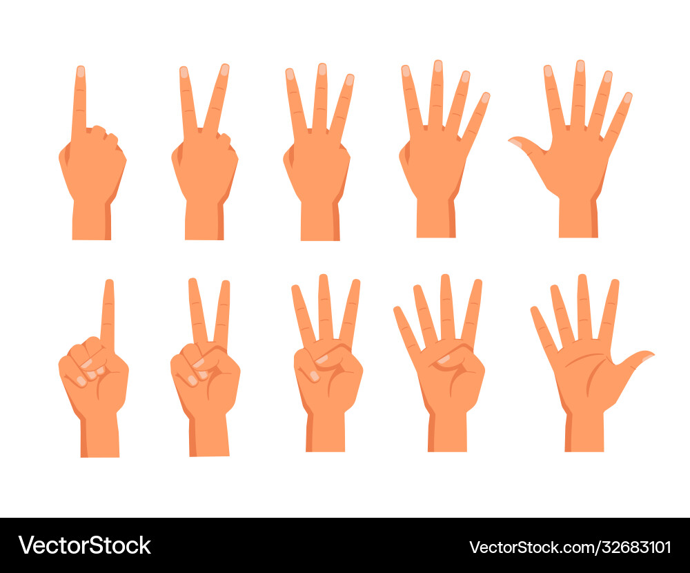 Set hands showing fingers count Set hands showing fingers count vector image