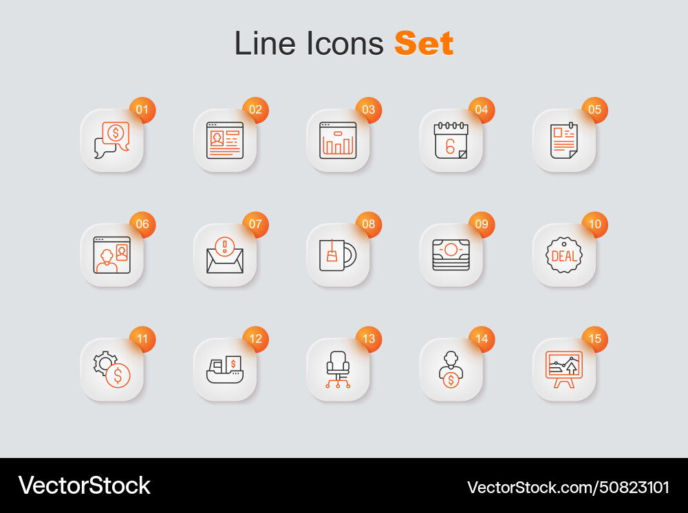 Set line monitor with graph chart business Set line monitor with graph chart business Vector Image