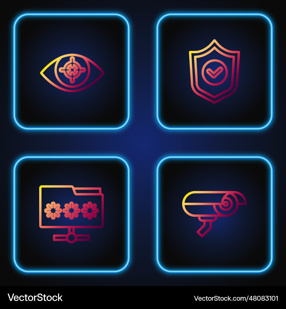Set line security camera folder with password Vector Image