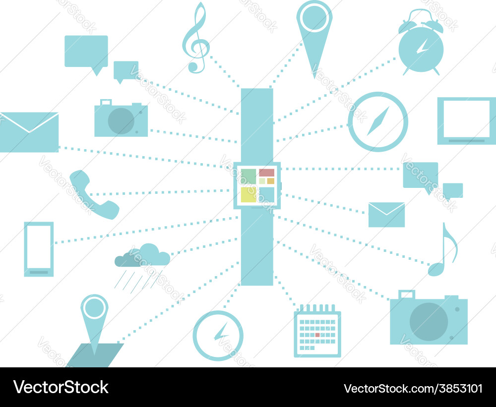 Smart watch and functions vector image