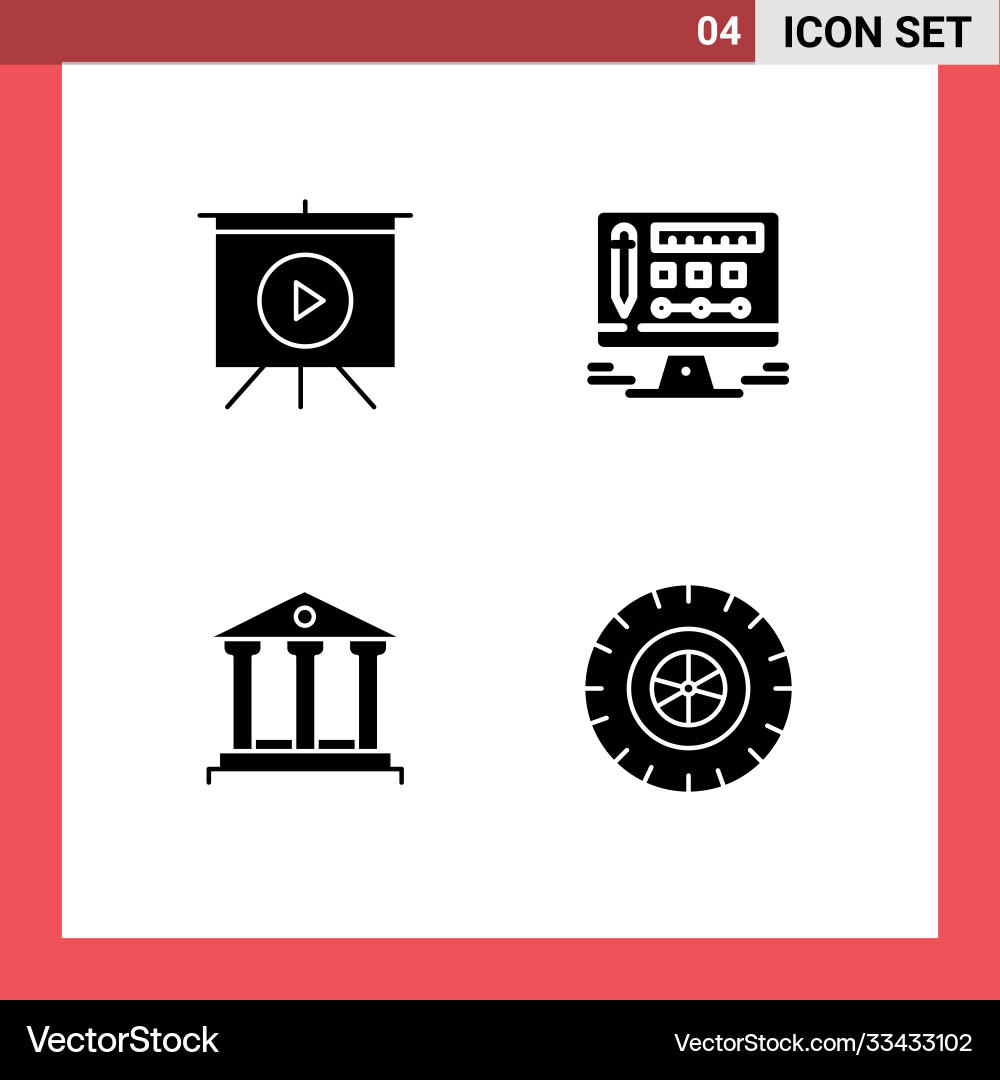 4 universal solid glyphs set for web and mobile Vector Image