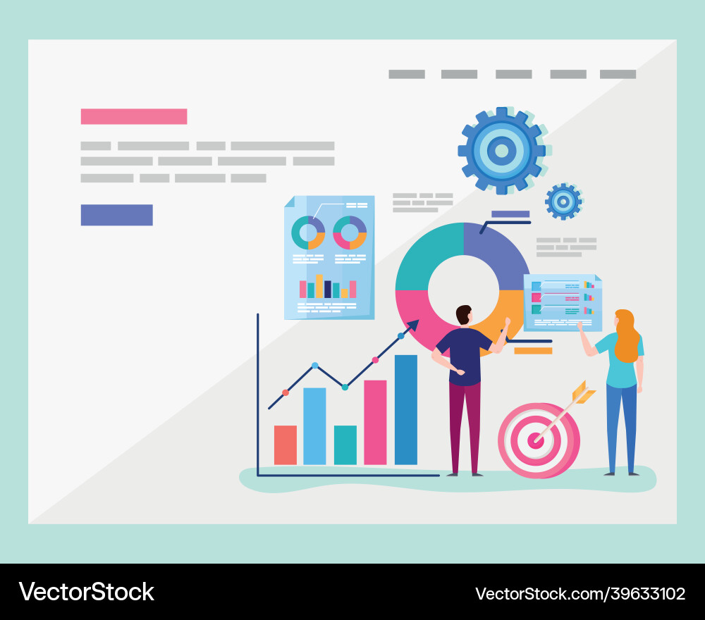 Analytics data with people Vector Image