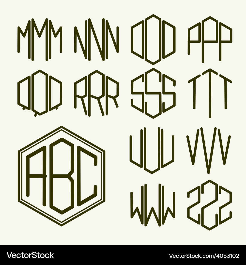 Art Nouveau Monogram Letter Set vector image