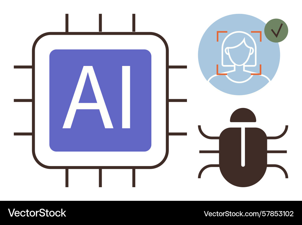 Artificial intelligence chip with face recognition Artificial intelligence chip with face recognition vector image