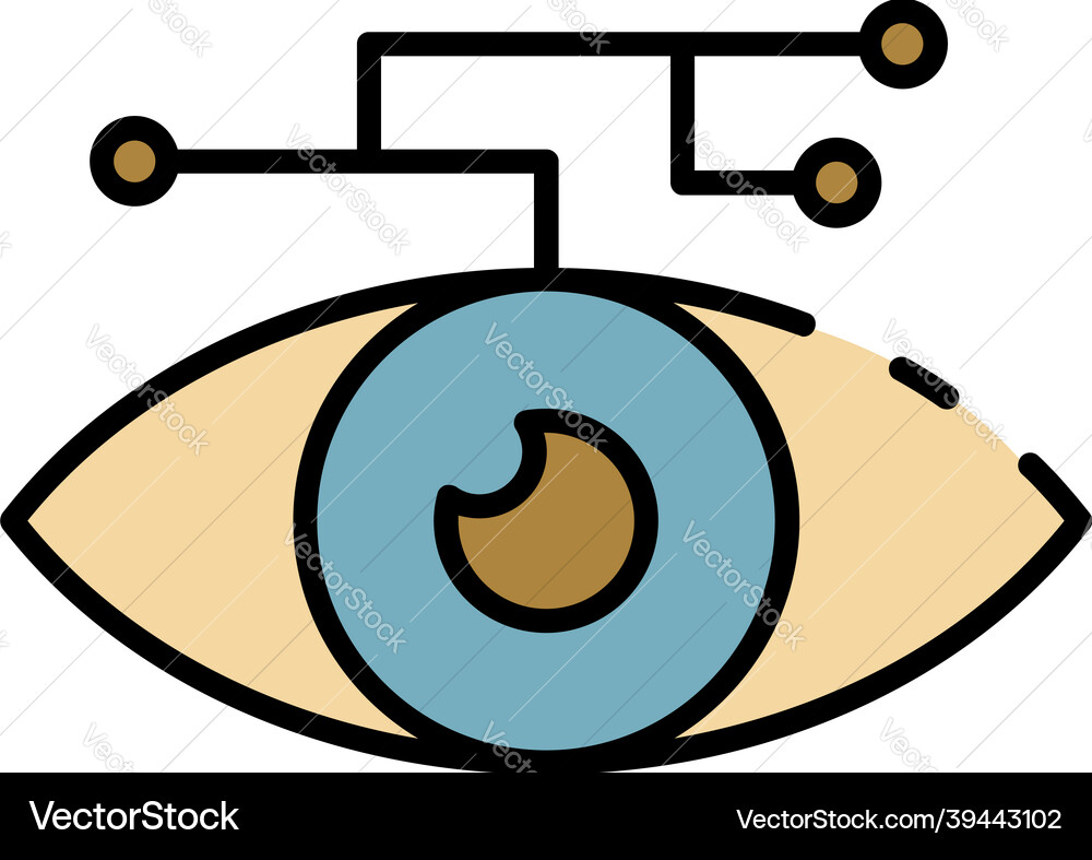 Artificial learning eye icon color outline Artificial learning eye icon color outline vector image