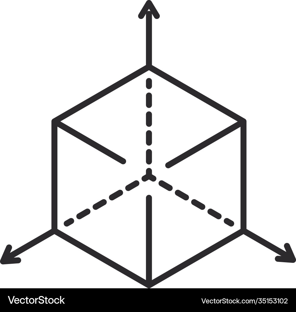 Augmented reality three dimensional object line vector image