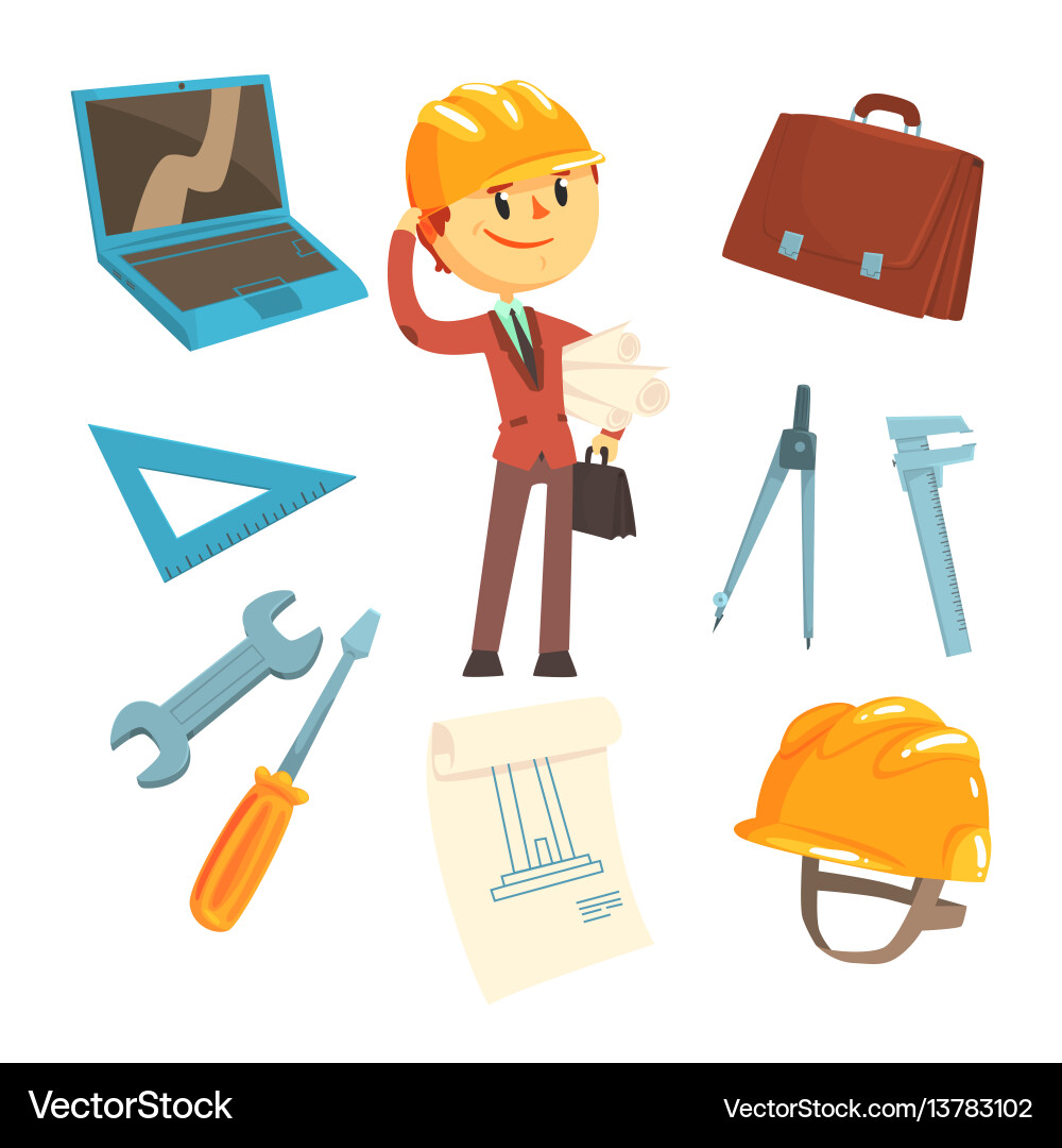 Builder and Architect Tools Set vector image