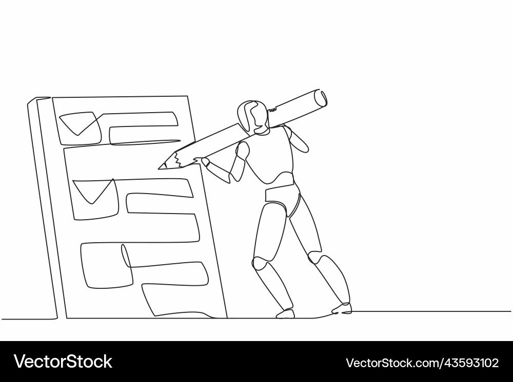 Continuous one line drawing robots standing Continuous one line drawing robots standing vector image