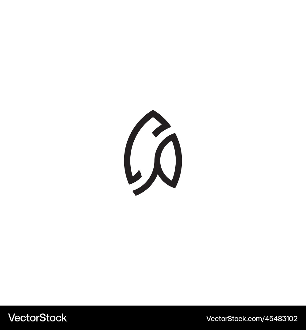 Cp leaf shape line initial concept with high Cp leaf shape line initial concept with high vector image