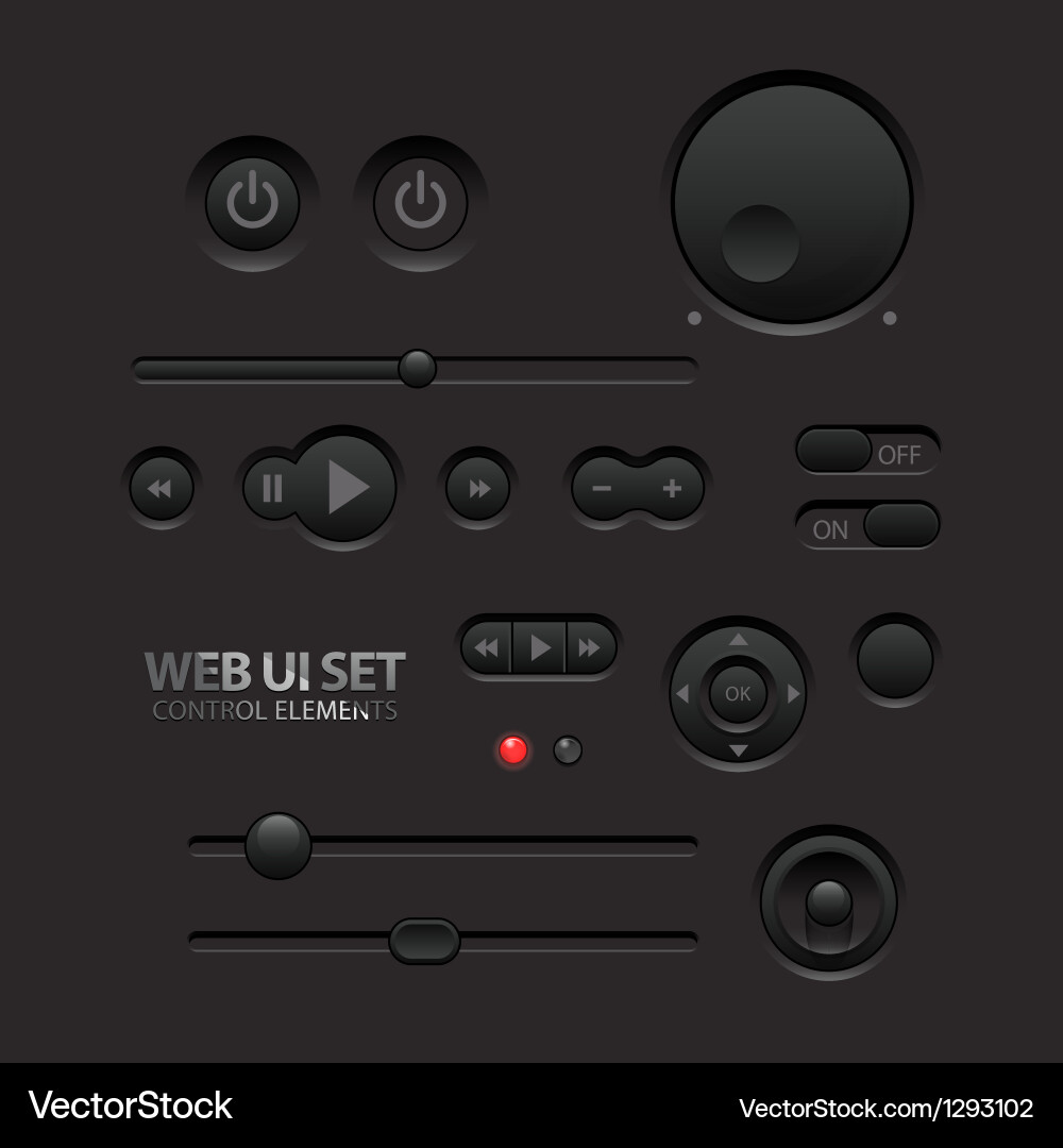 Dark UI Elements - Control Panel vector image