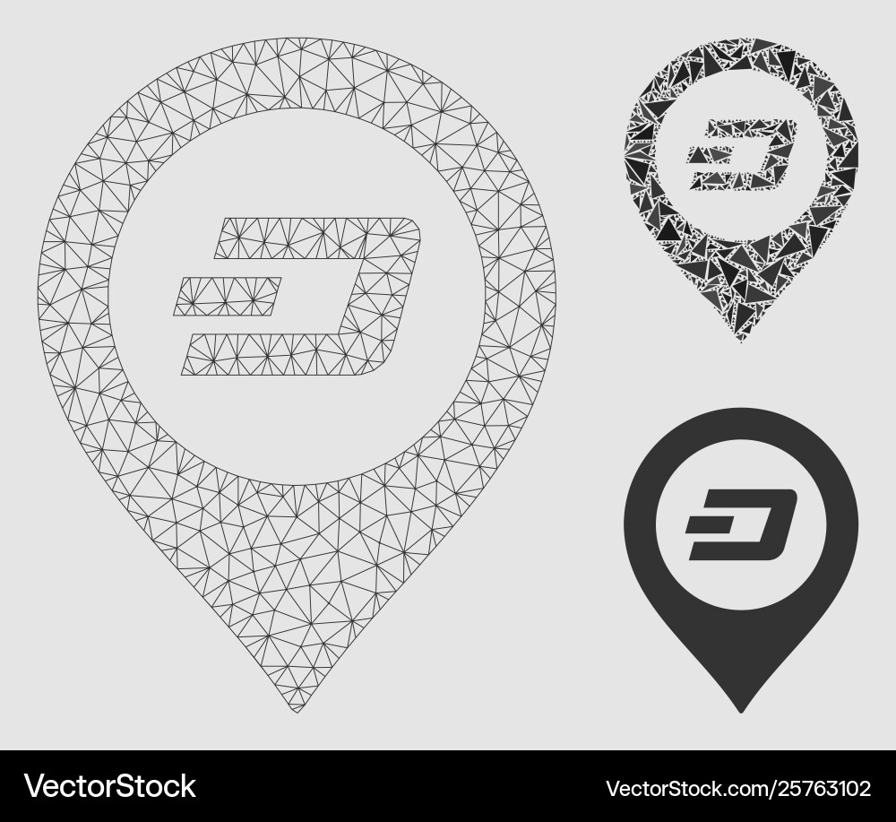 Dash map pointer mesh 2d model and triangle Dash map pointer mesh 2d model and triangle vector image
