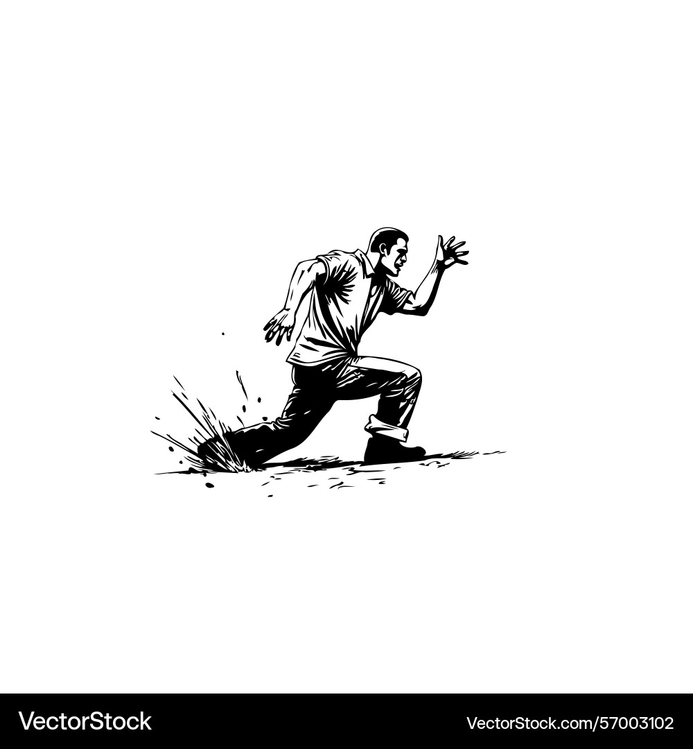 Dynamic of a man running with expressive splash Vector Image