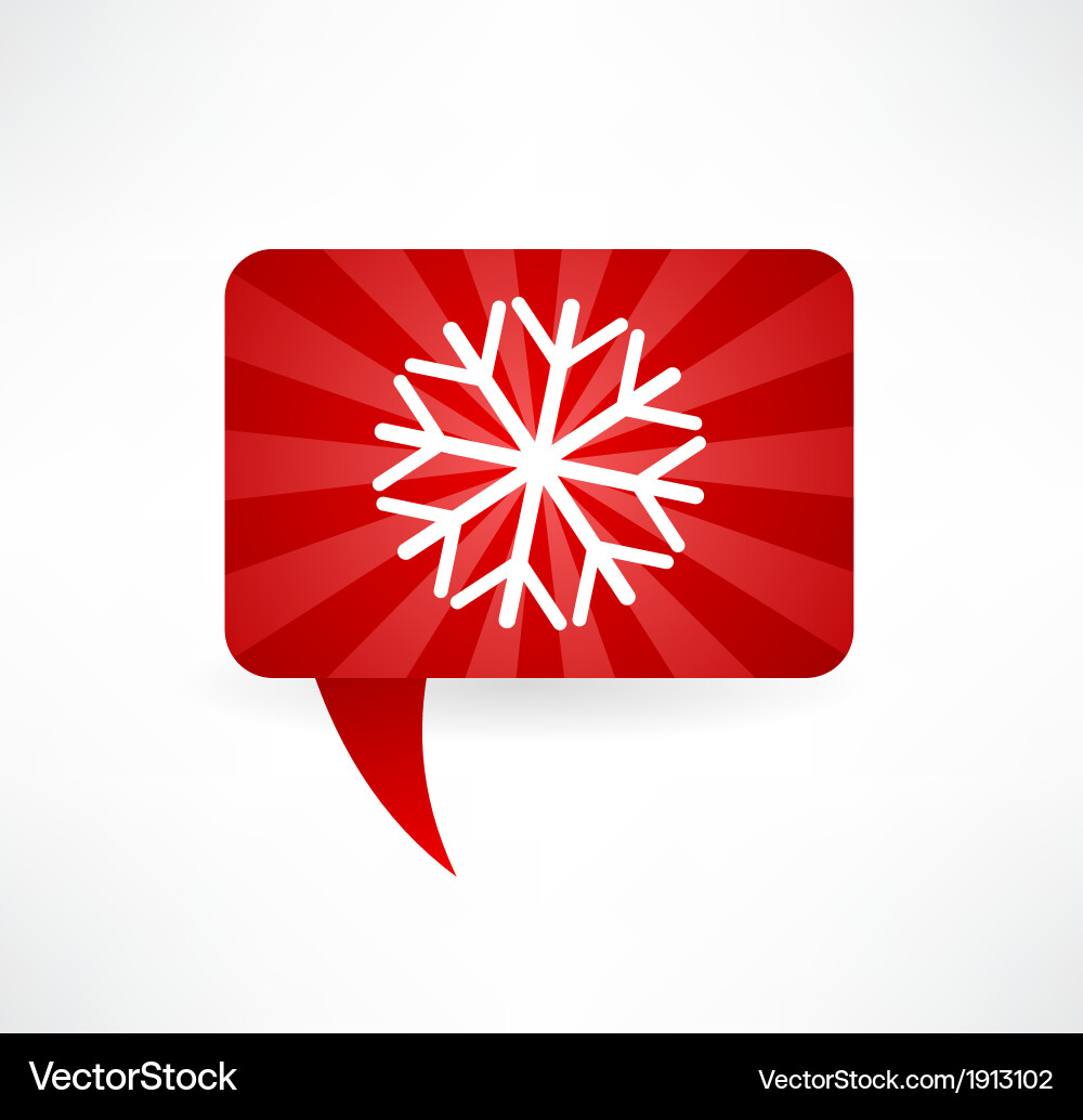 Flat speech bubble icon with a snowflake Vector Image