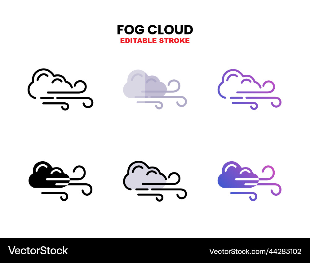 Fog cloud icon set with different styles Fog cloud icon set with different styles vector image