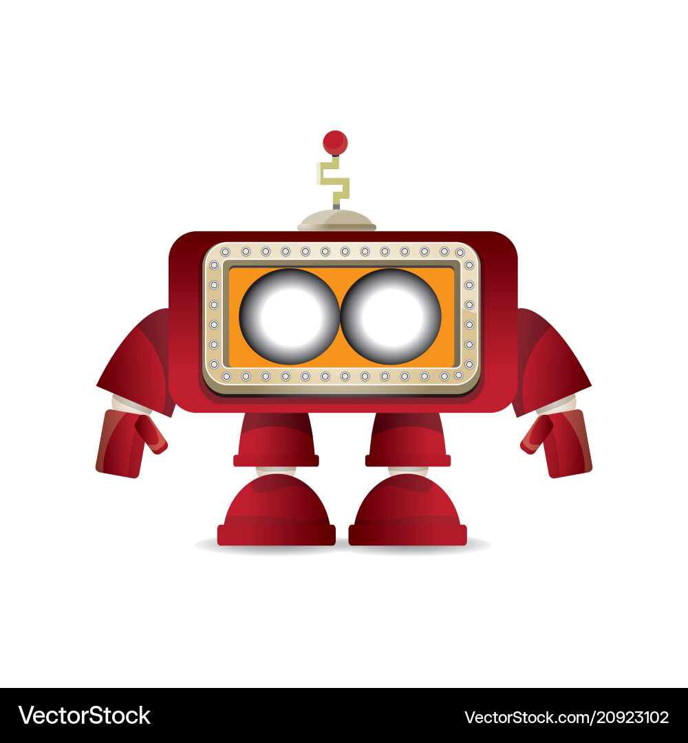 Friendly Red Robot Character Vector Image