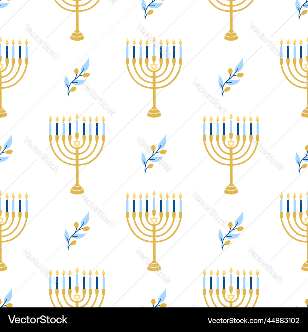 Hanukkah seamless pattern various object Hanukkah seamless pattern various object vector image