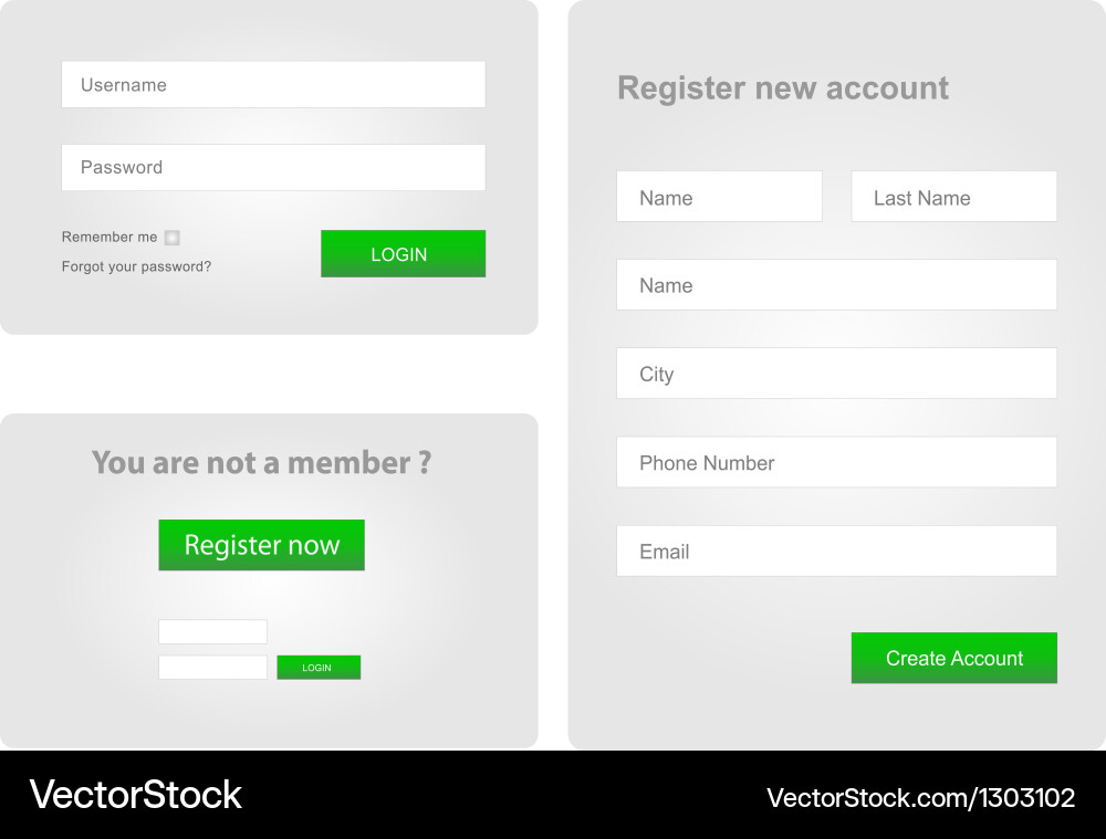 Login and Registration Web Form vector image
