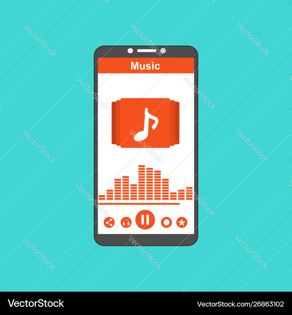 Media player application app template with flat Media player application app template with flat vector image