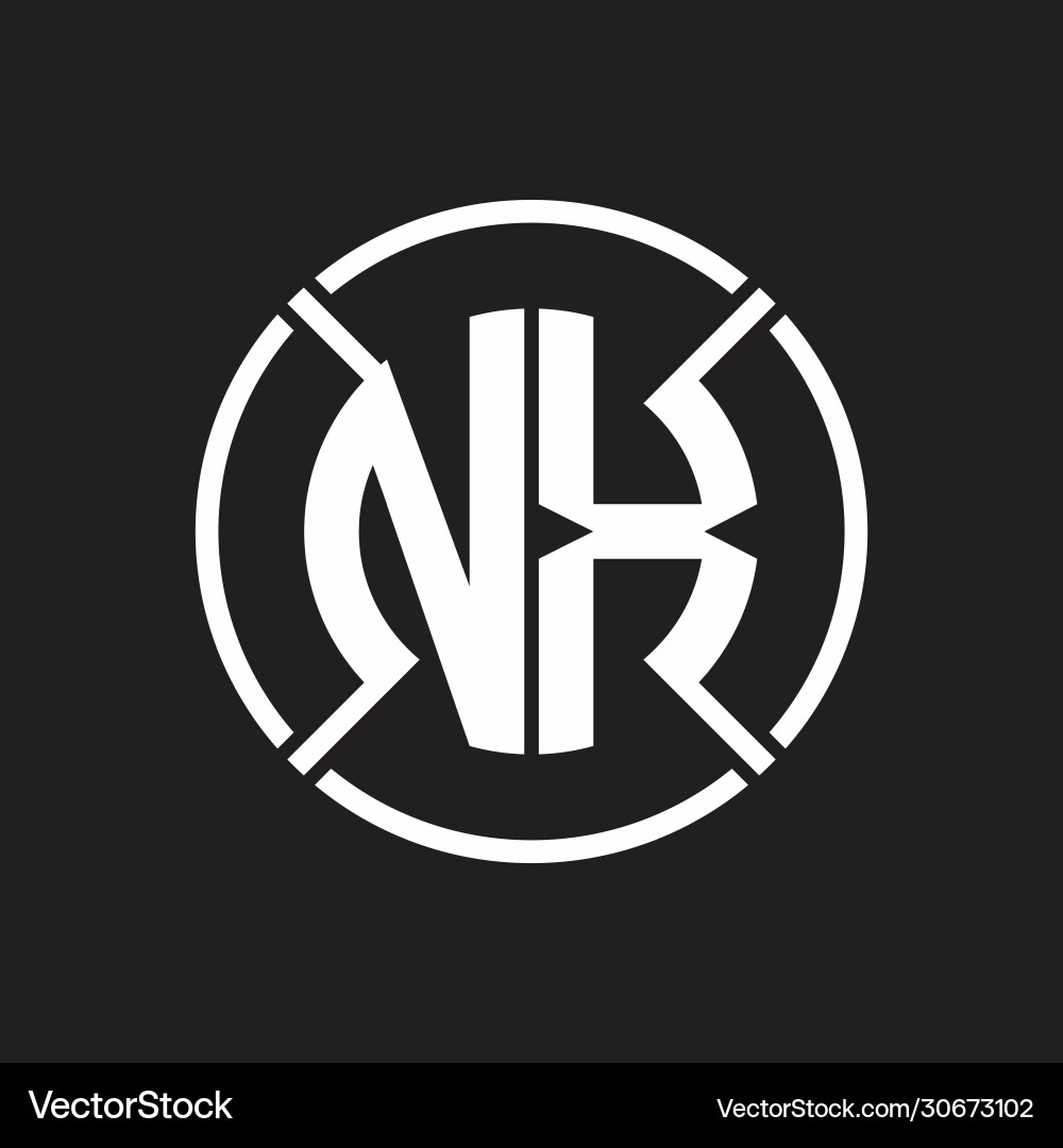 Nx logo monogram with four part circle slash vector image