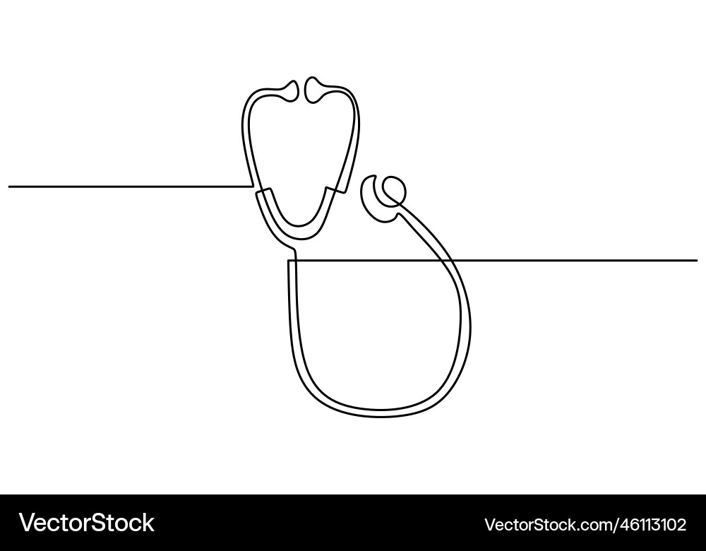 One continuous single line of stethoscope Vector Image