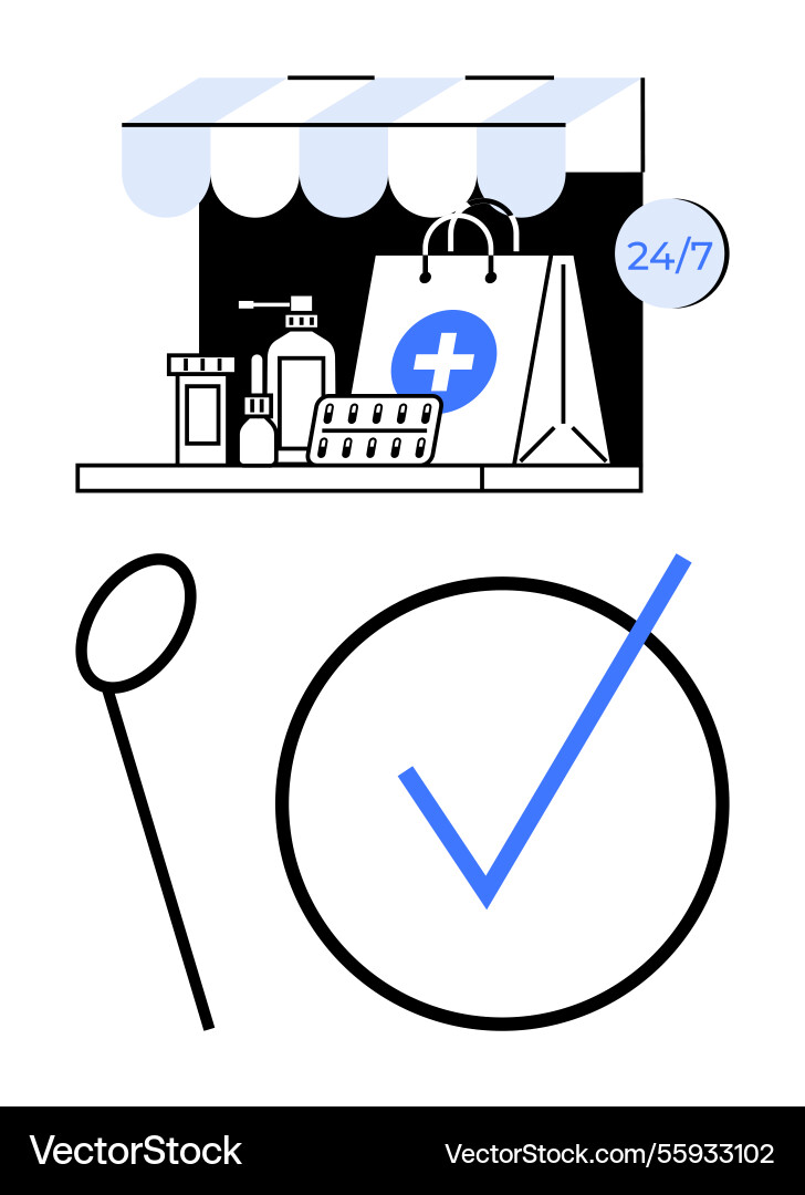 Online pharmacy with 247 availability for medicine Online pharmacy with 247 availability for medicine vector image