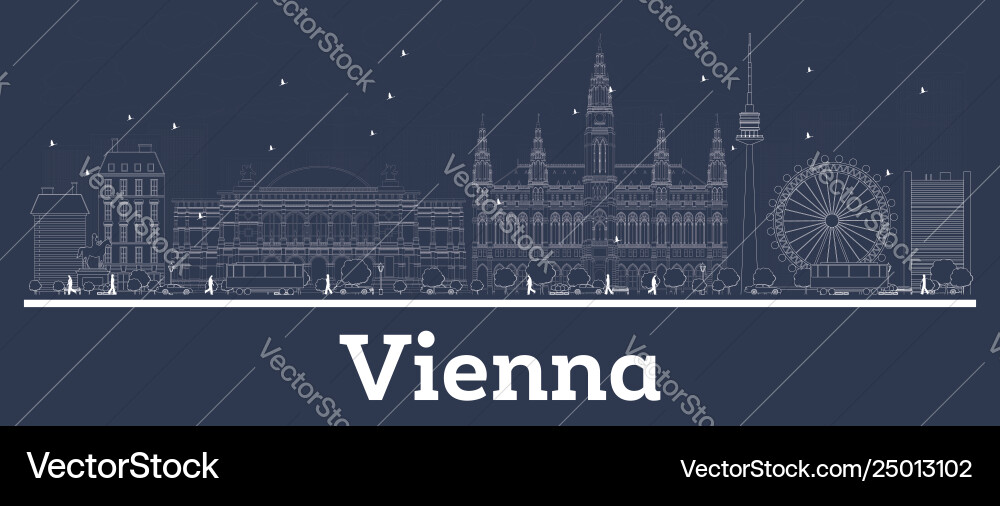 Outline vienna austria city skyline mit weiß Outline vienna austria city skyline mit weiß vektorbild