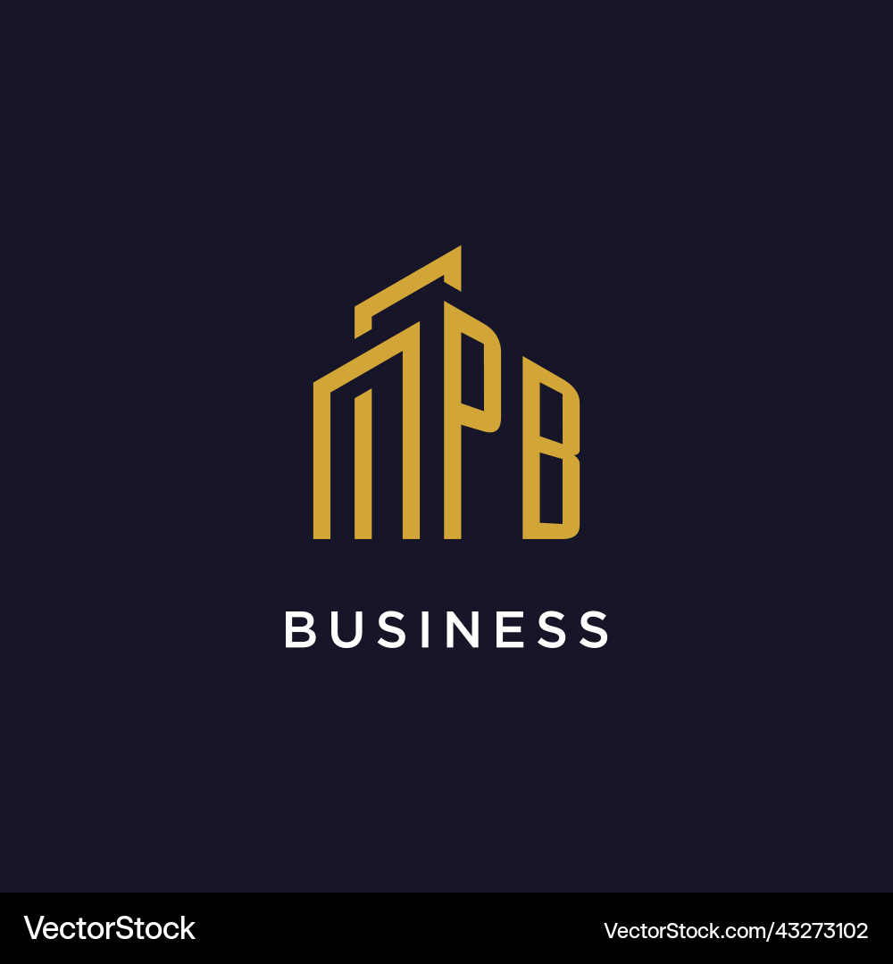 Pb initial monogram with building logo design Pb initial monogram with building logo design vector image