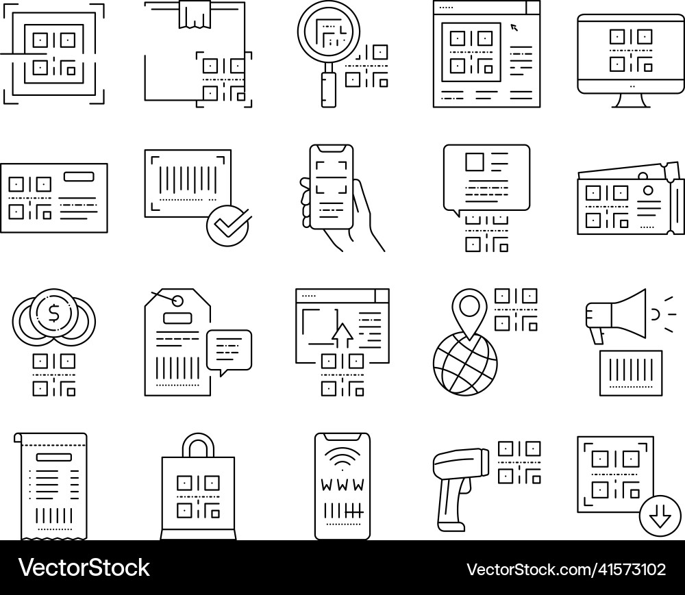 Qr code identification collection icons set Qr code identification collection icons set vector image