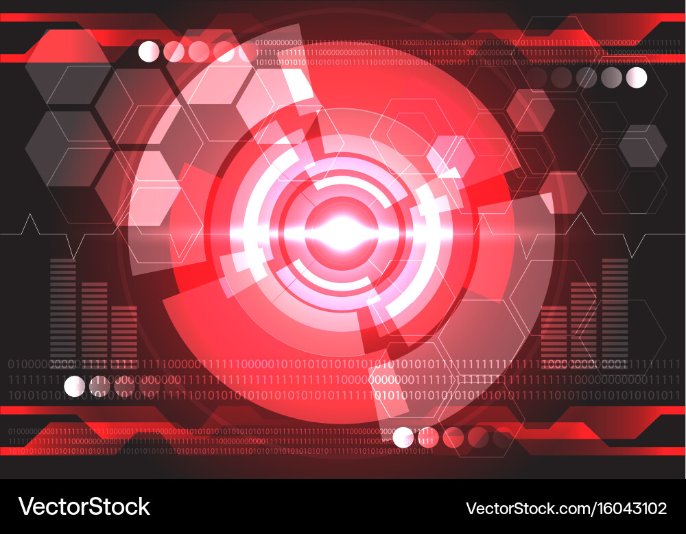 Red Monitor Tech Background vector image