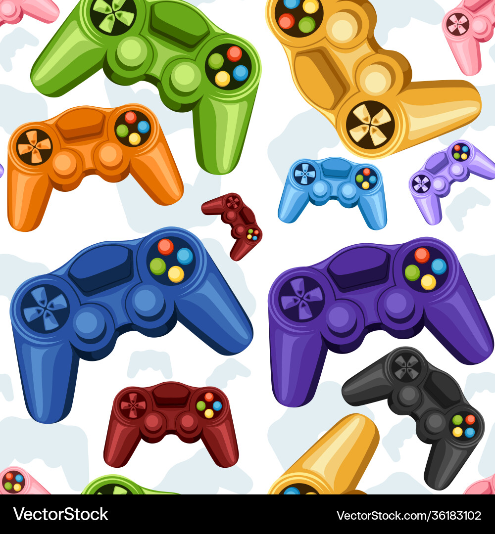 Seamless pattern set colorful wireless game Seamless pattern set colorful wireless game vector image