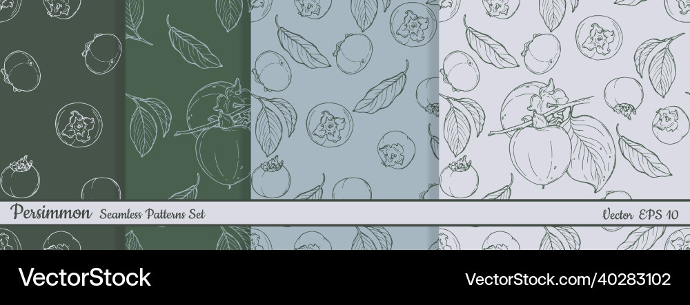 Seamless patterns with persimmon Seamless patterns with persimmon vector image