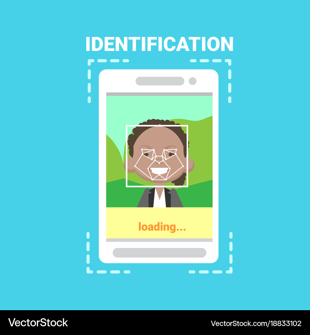 Smart phone loading face identification system Vector Image