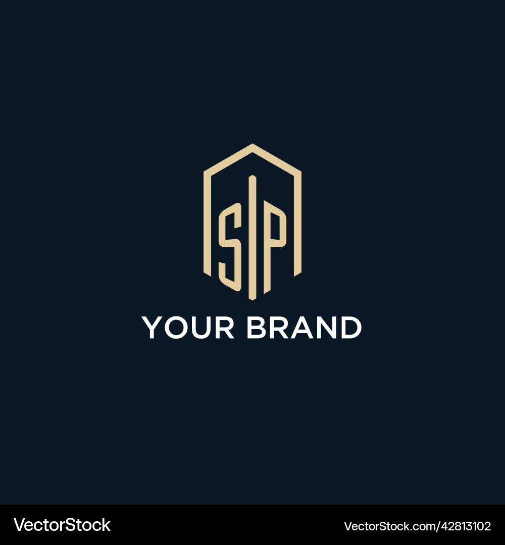 Sp initial monogram logo with hexagonal shape Sp initial monogram logo with hexagonal shape Vector Image