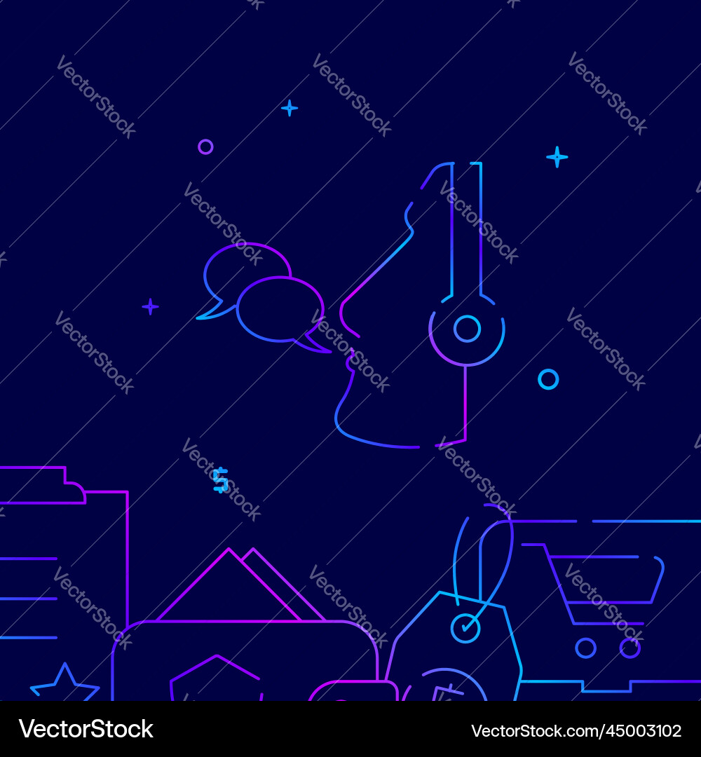 Support call center gradient line icon Support call center gradient line icon Vector Image