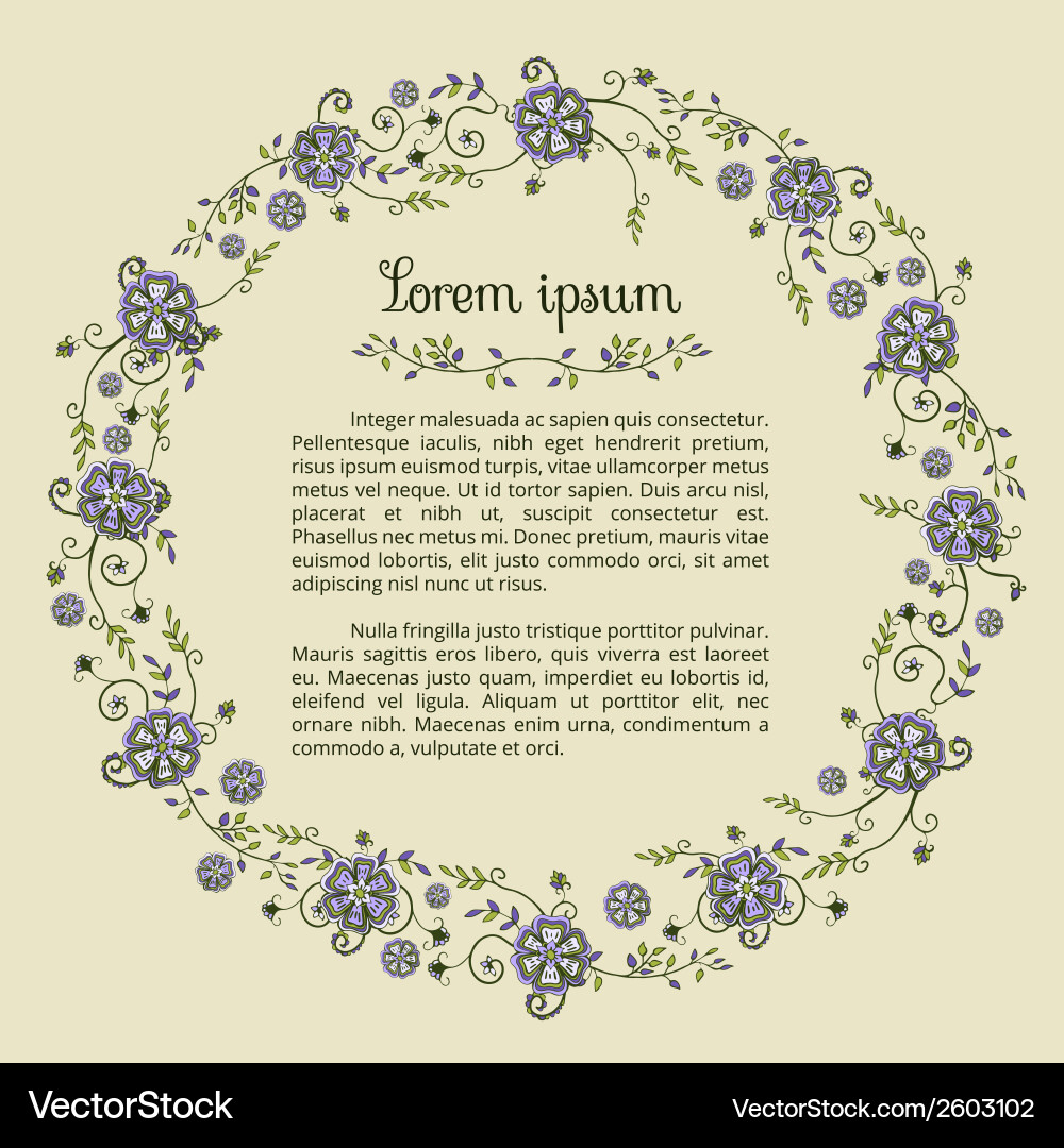 Template for textblock with floral round frame vector image